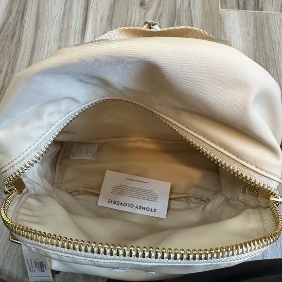 NWT Stoney Clover Micro Classic Backpack Tan Sand Monogrammed Double Zippers - Picture 7 of 9